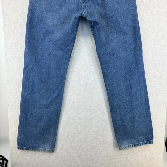 Vtg Wrangler Mens Blue Denim Jeans 34 x 34 Straight Leg Classic Fit Button Fly - Picture 7 of 8